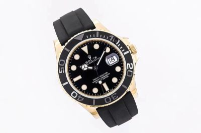 Rolex Yacht-master 42mm 3235 Movement 72h Black Face YG Oysterflex Band Watch